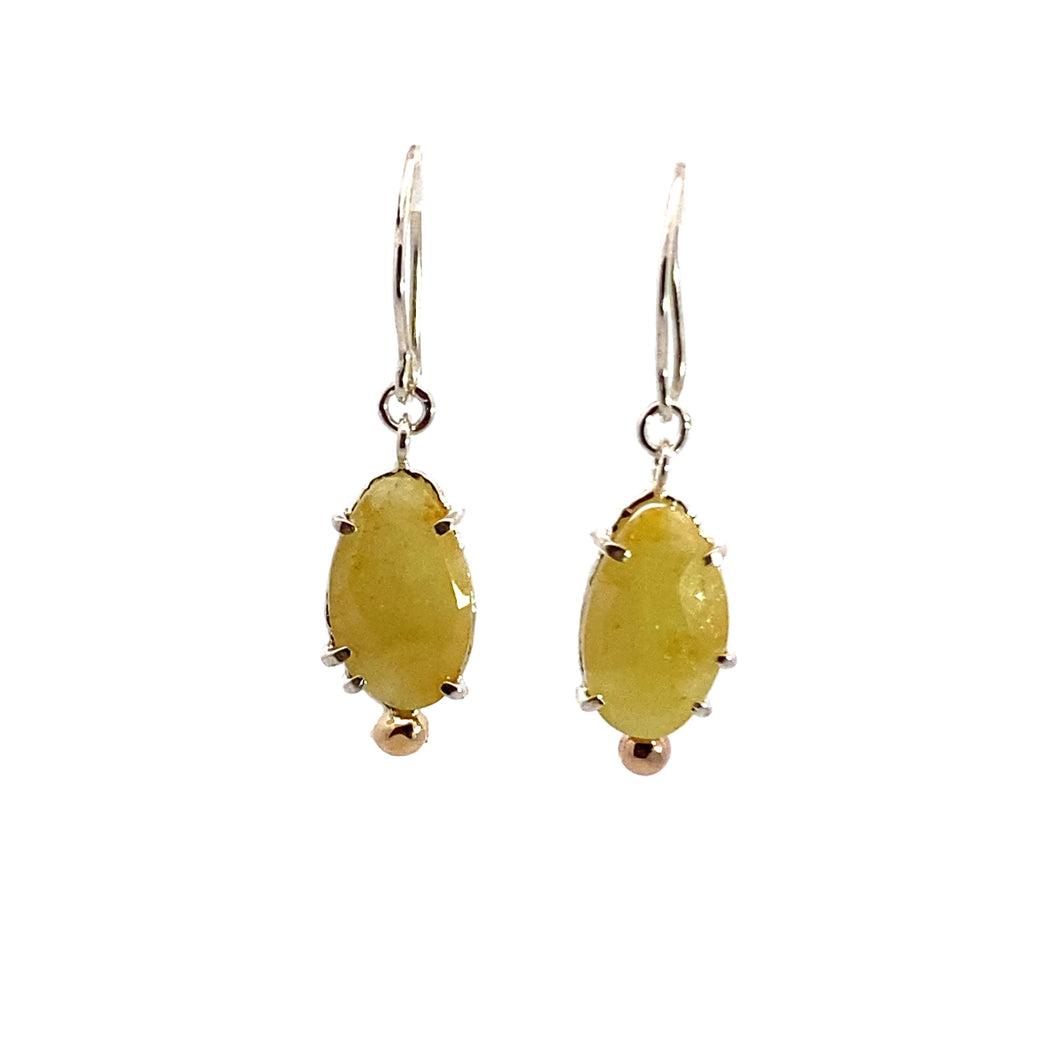 First Year in Business™ Handmade Sterling Silver & 14k Gold Yellow Sapphire Earrings